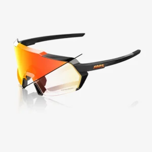 Sunglasses 100% KORBIN Gloss Metallic Black Orange Flash Mirror Photochromic Lens